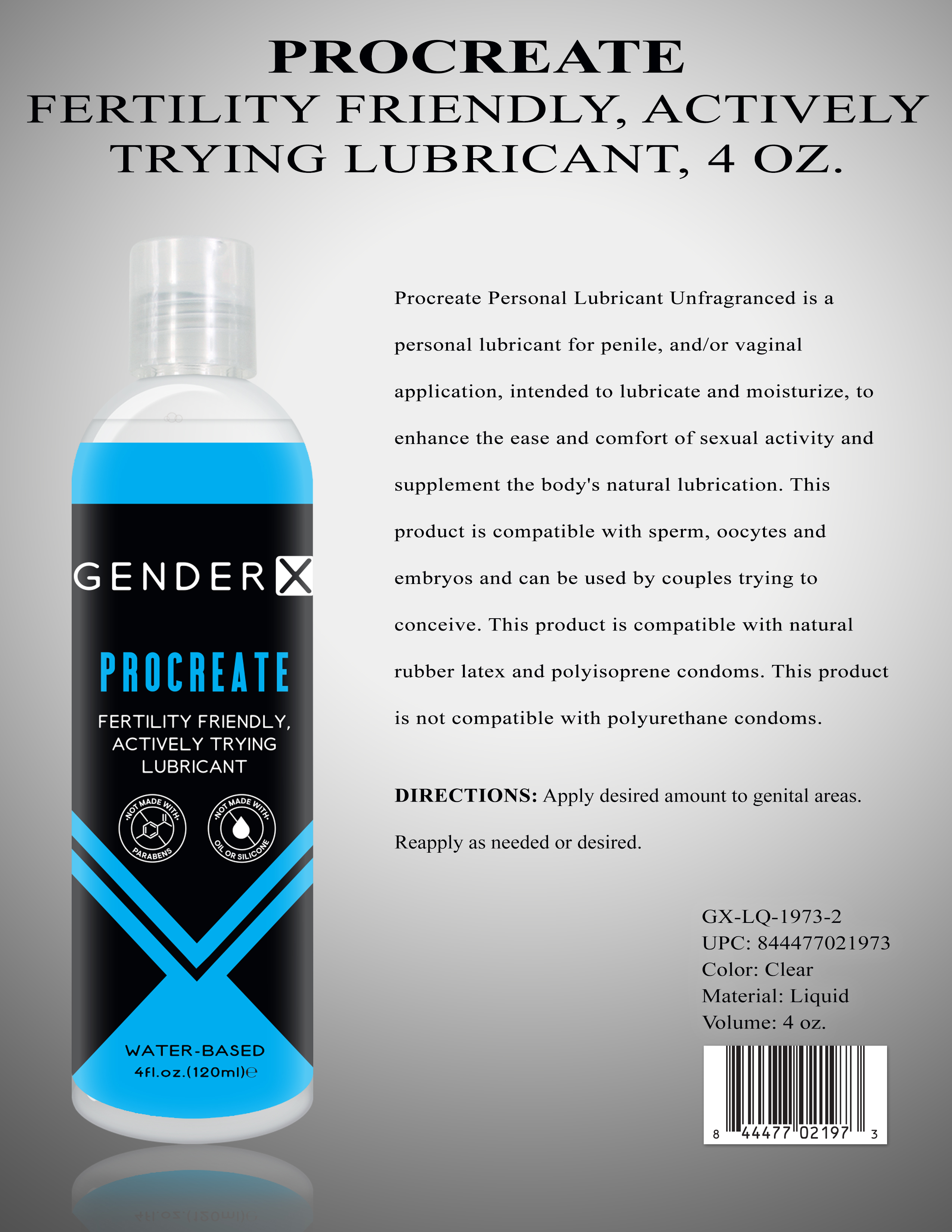 PROCREATE FERTILITY FRIENDLY ACTIVELY TRYING LUBRICANT - 4.0Z