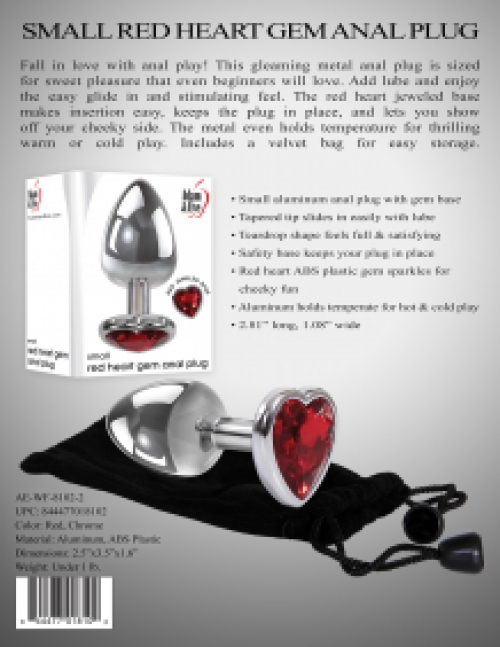 GEM ANAL PLUG RED HEART - SMALL